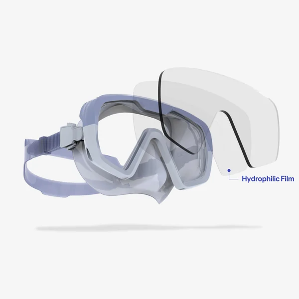 Masque de plongée anti buée, 100 Mono sangle silicone Mid Bleu
