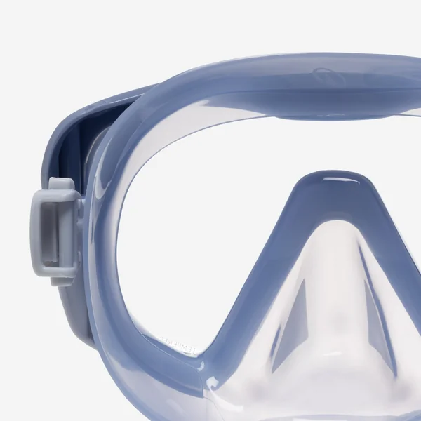 Masque de plongée anti buée, 100 Mono sangle silicone Mid Bleu