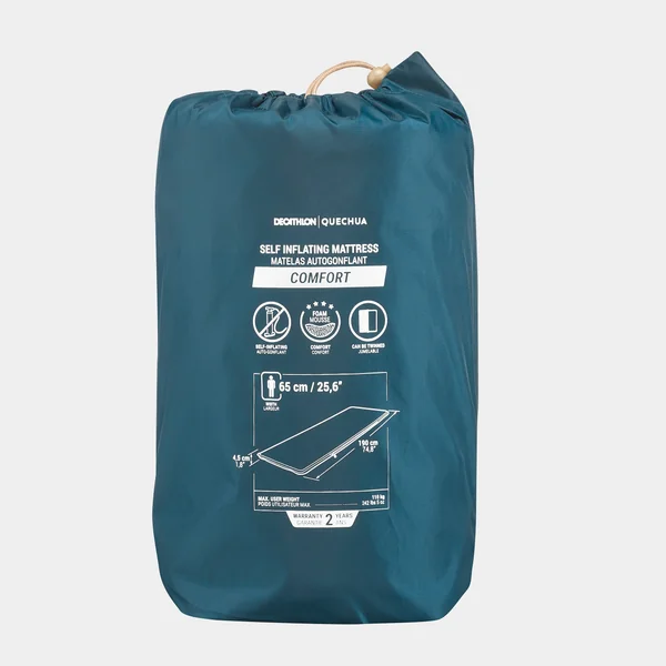 Matelas autogonflant de camping 1 personne, 190x65 cm, Comfort bleu