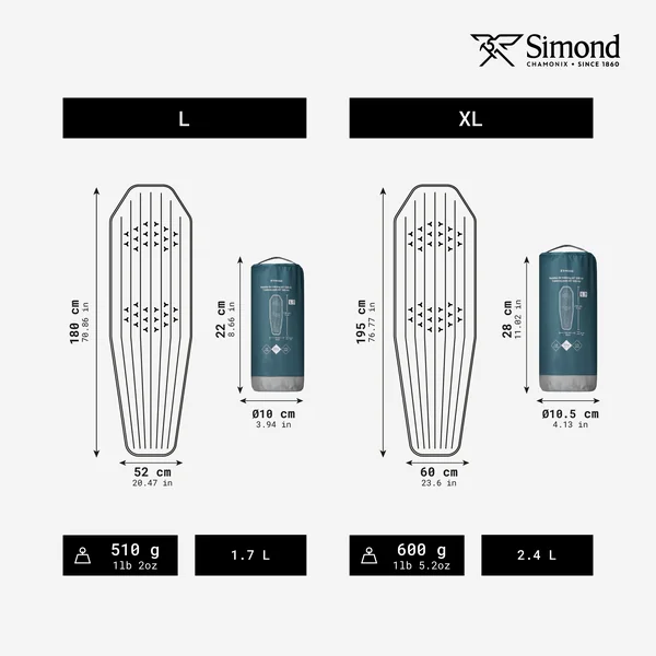 Matelas gonflable de trekking, taille L, 180 x 52cm, MT500