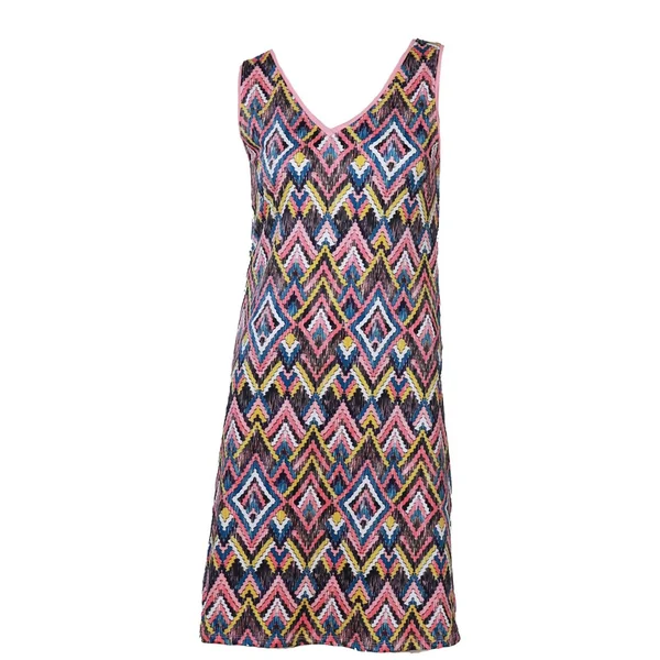 Miss Versa - Robe courte semi-ajustée Ligne A col V sans manches Resort Rose Large Charlize