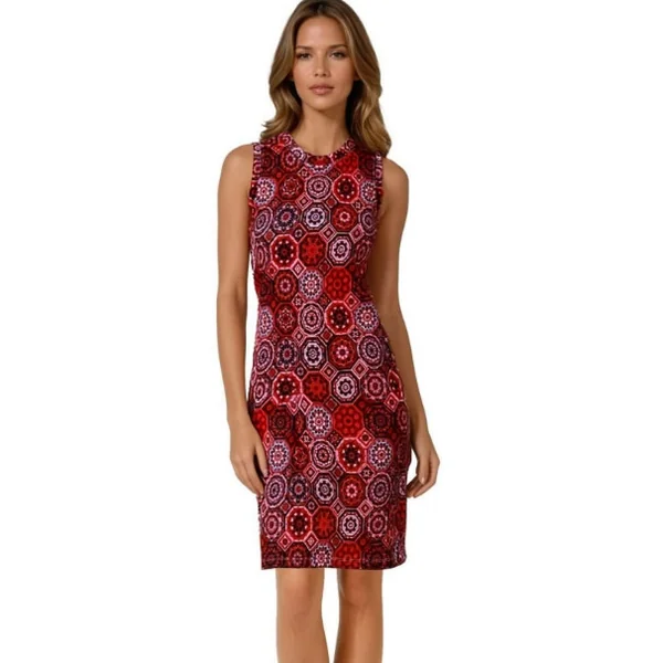 Miss Versa - Robe courte semi-ajustée ligne droite sans manches à col rond Urban Small Marsh