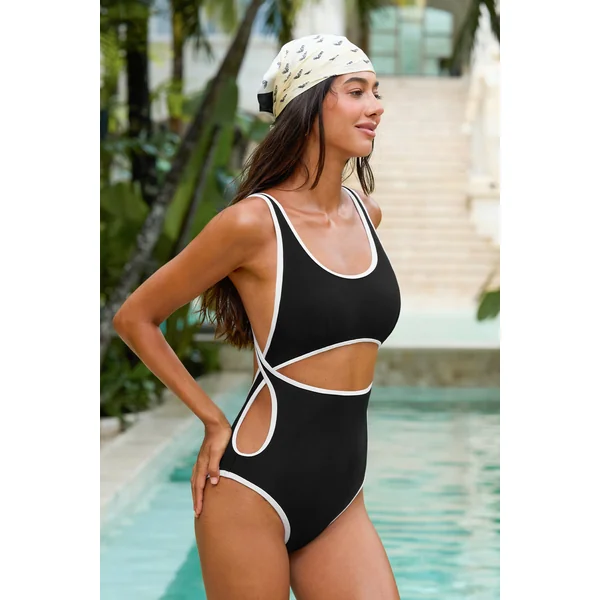 Monokini bicolore à découpes