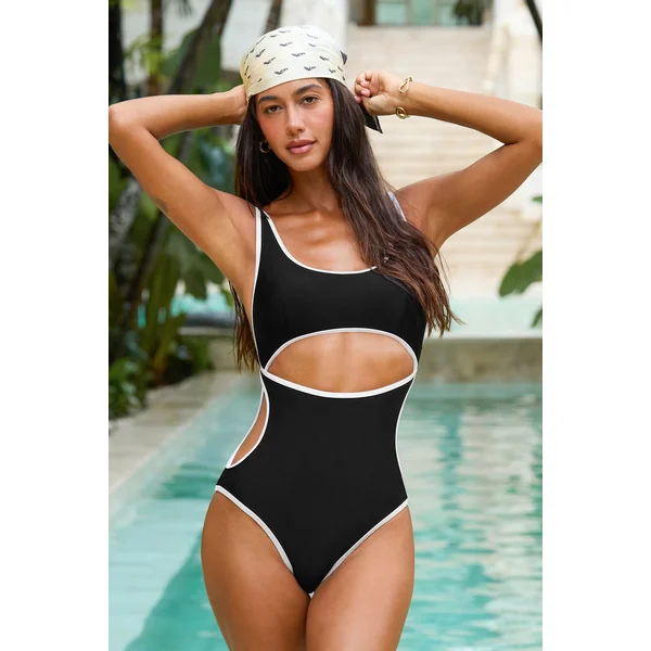 Monokini bicolore à découpes