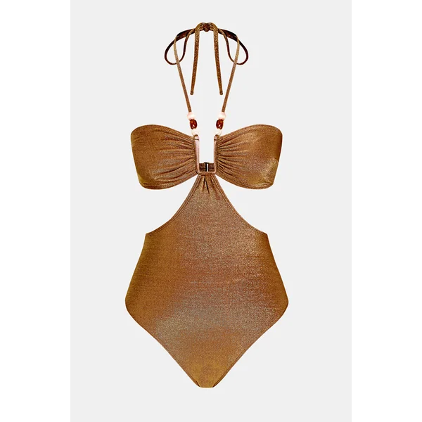 Monokini marron fil en U et bas échancré