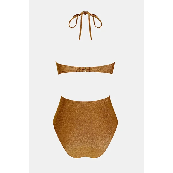 Monokini marron fil en U et bas échancré