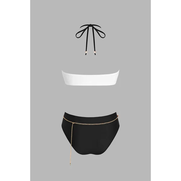Monokini noir bretelles licou et bas détail chaîne