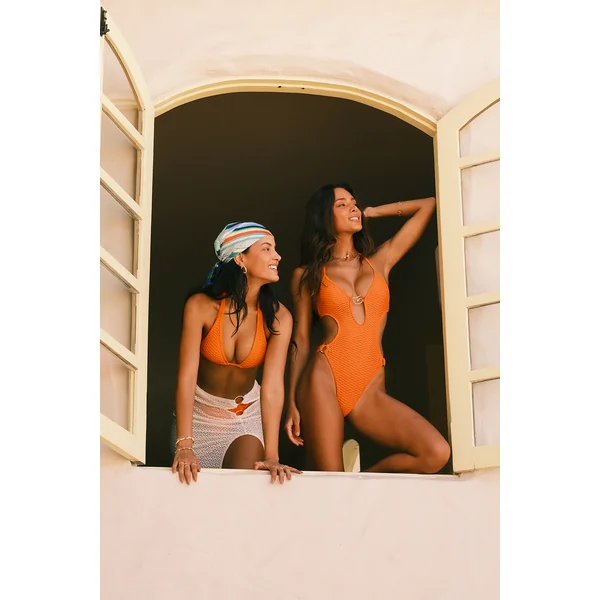 Monokini orange bretelles licou