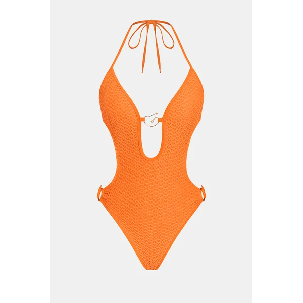 Monokini orange bretelles licou