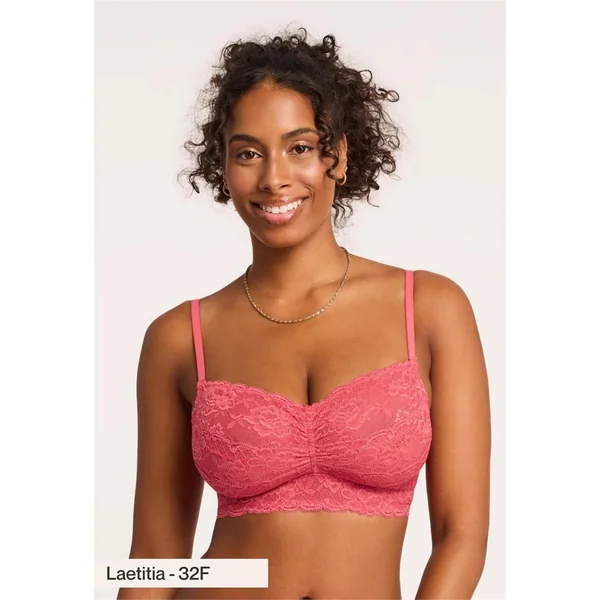Montelle - Bralette en dentelle avec bretelles ajustables et maintien ferme 34 (75) F-G Spiced Coral