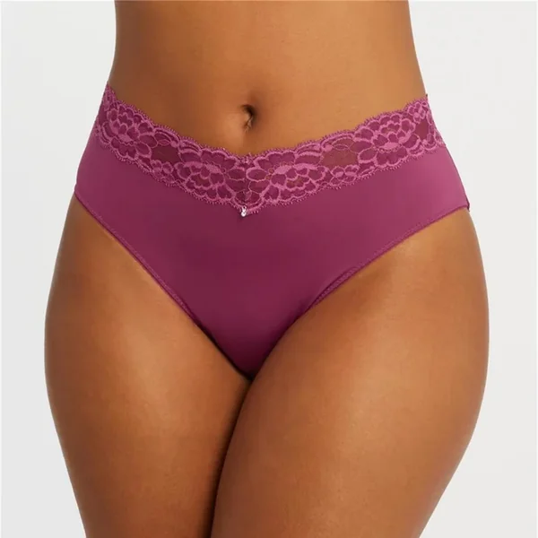 Montelle - Culotte Taille Haute avec bordure en dentelle Cranberry Medium Intimates Brief