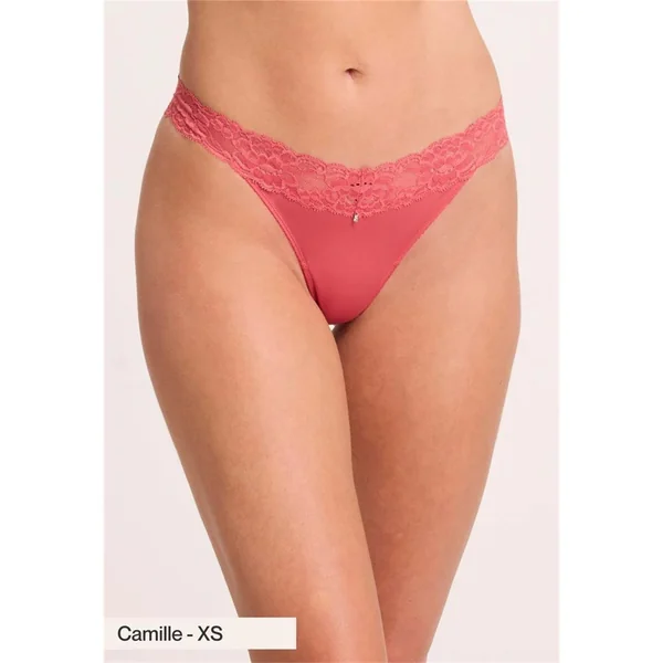 Montelle - Culotte tanga avec taille en dentelle Spiced Coral Large