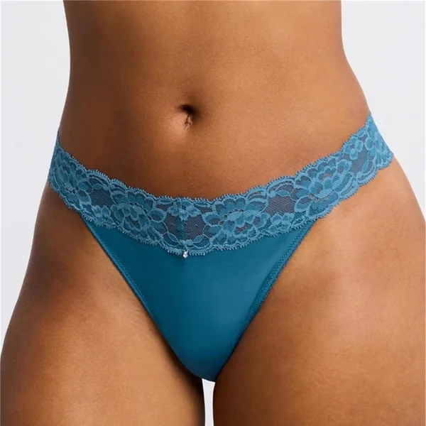 Montelle - Culotte tanga avec taille en dentelle Surf & Mint Large