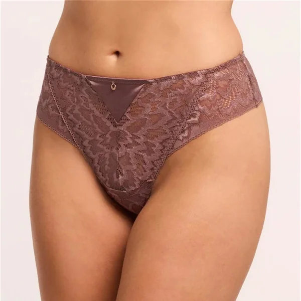Montelle - Culotte thong taille haute en dentelle Woodrose Large