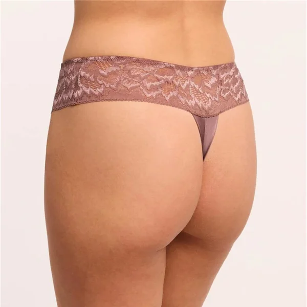 Montelle - Culotte thong taille haute en dentelle Woodrose Large