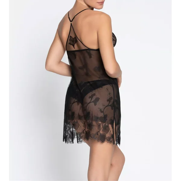 Nuisette Baby Doll noir en tulle brodé Désir et Volupté