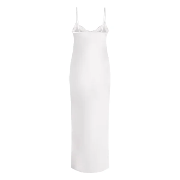 Nuisette longue en satin - Blanc