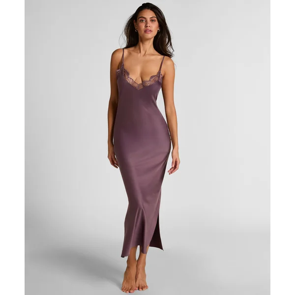 Nuisette longue en satin - Violet