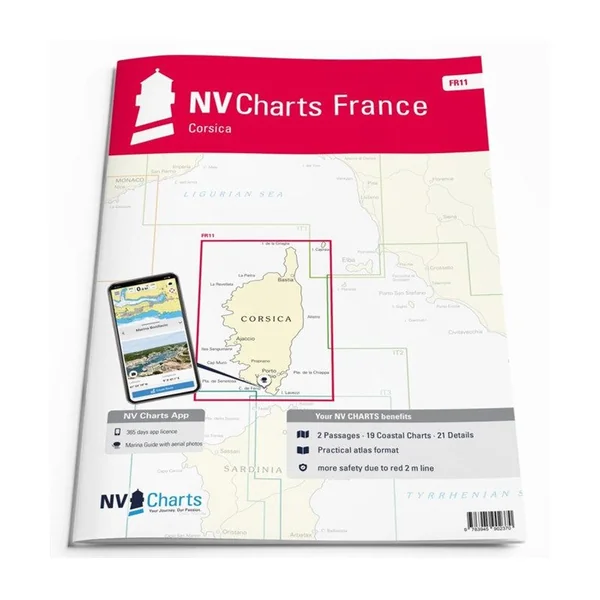 NV-CHARTS FR11 - 42 nautical charts of Corsica + 3 regulatory adhesive sheets