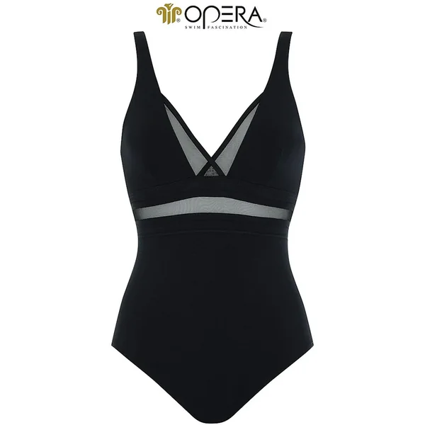 Opera - Maillot une pièce spacer avec taille et décoleté en filet C Noir 6