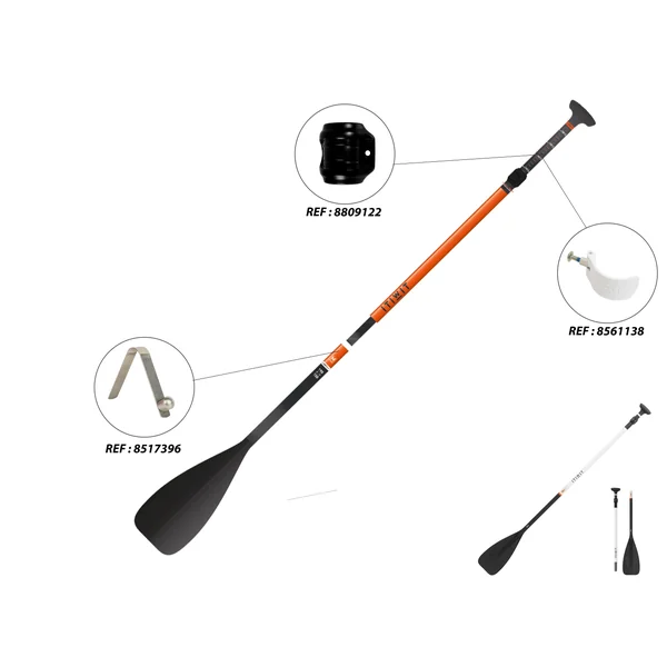 Pagaie de stand up paddle 500 en 3 parties - 170-210 cm fibre et carbone
