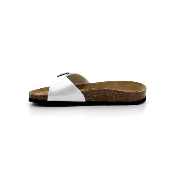 Paire de mules blanche en cuir et liège
