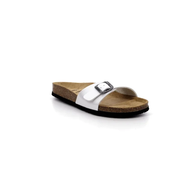 Paire de mules blanche en cuir et liège