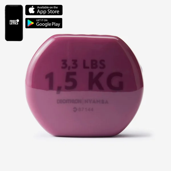 Paire d'haltères fitness 2*1,5 kg, fonte à 80% recyclée, violet prune