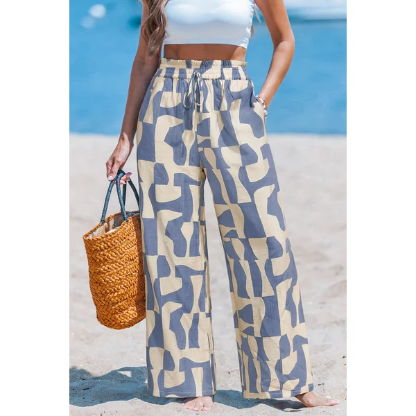 Pantalon abstrait tissé taille élastique