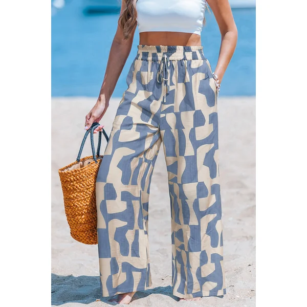 Pantalon abstrait tissé taille élastique