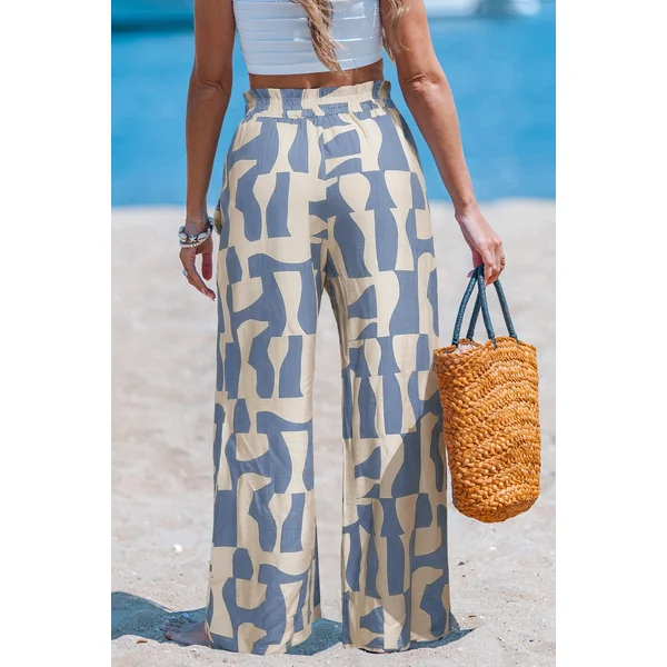 Pantalon abstrait tissé taille élastique