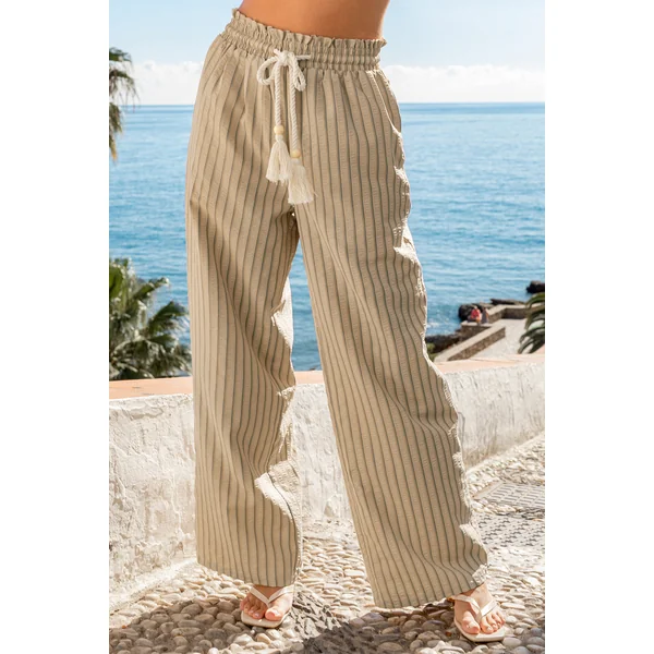 Pantalon beige jambe large