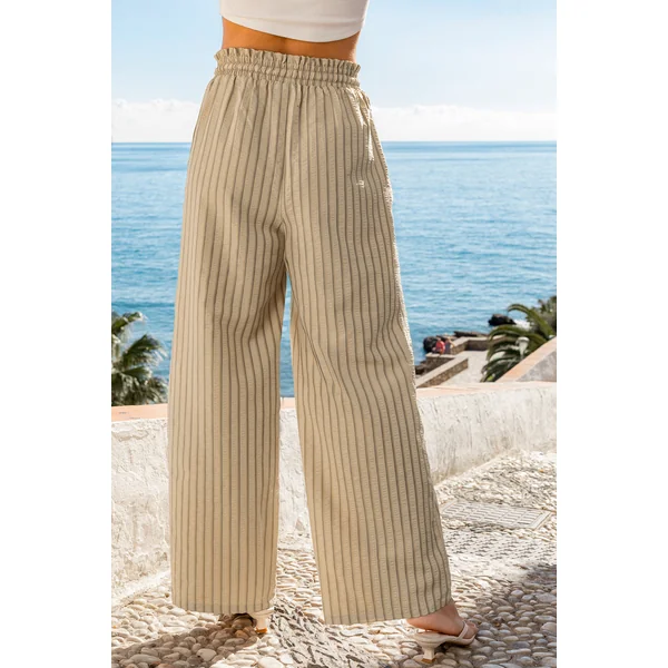 Pantalon beige jambe large