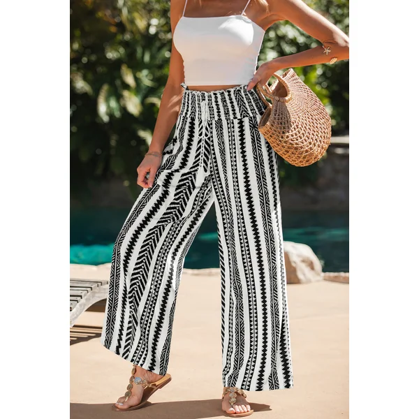 Pantalon bohème taille smockée
