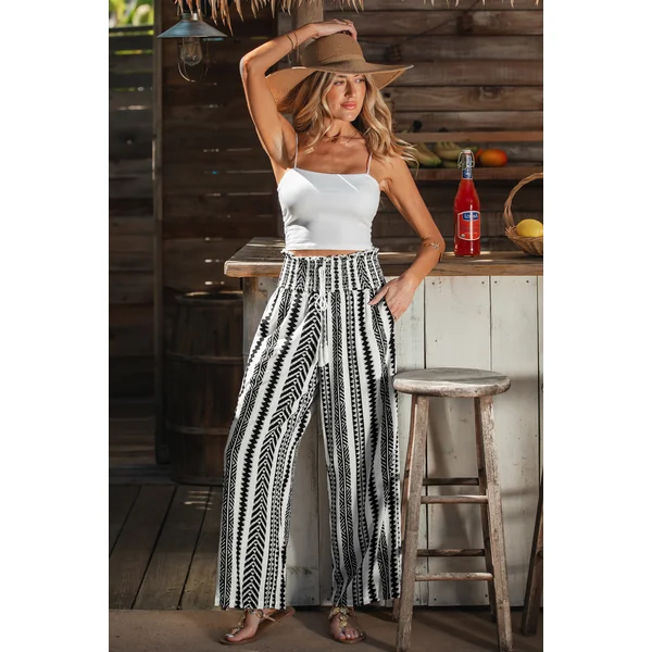 Pantalon bohème taille smockée