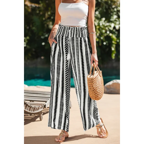 Pantalon bohème taille smockée