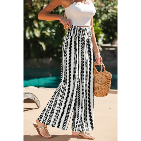 Pantalon bohème taille smockée