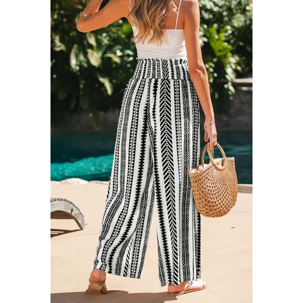 Pantalon bohème taille smockée