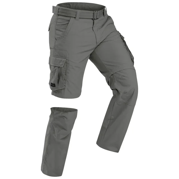 Pantalon cargo de randonnée modulable homme, TRAVEL 500 Modul vert