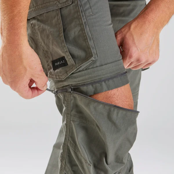 Pantalon cargo de randonnée modulable homme, TRAVEL 500 Modul vert