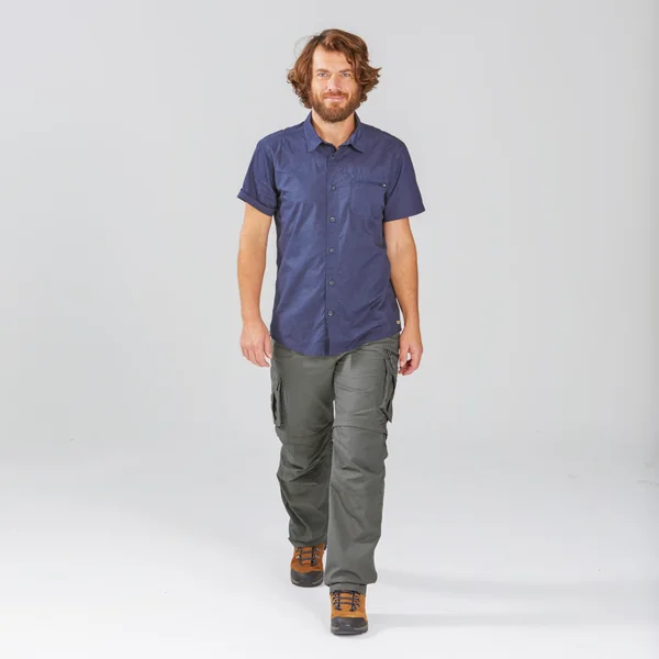 Pantalon cargo de randonnée modulable homme, TRAVEL 500 Modul vert