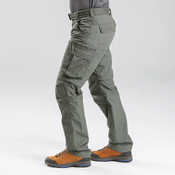 Pantalon cargo de randonnée modulable homme, TRAVEL 500 Modul vert