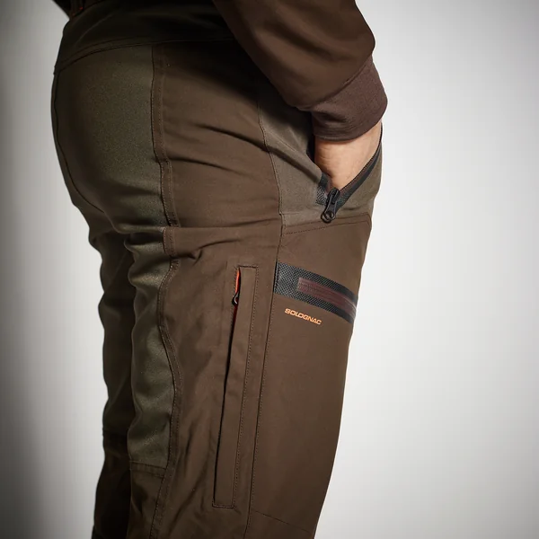 PANTALON CHASSE IMPERMÉABLE RENFORT MARRON 900 BÉCASSE