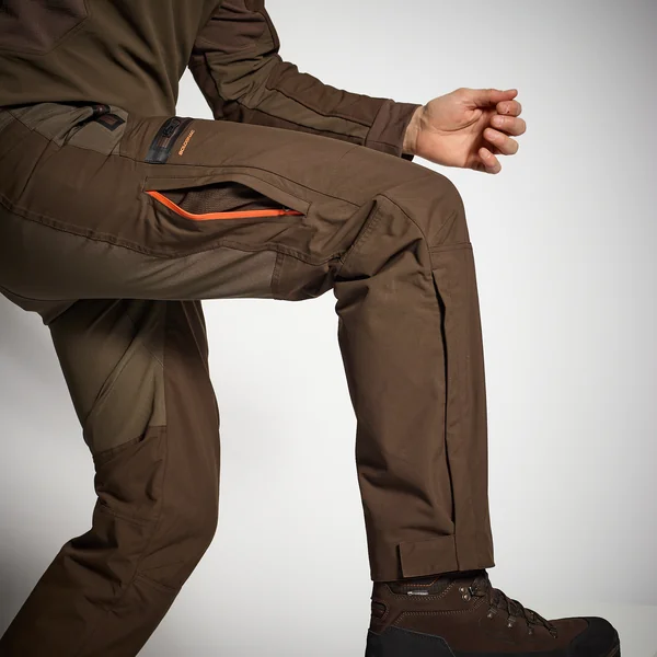 PANTALON CHASSE IMPERMÉABLE RENFORT MARRON 900 BÉCASSE