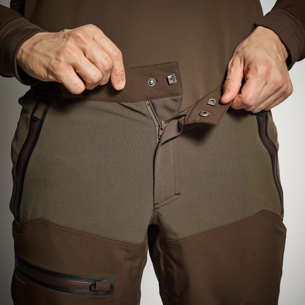 PANTALON CHASSE IMPERMÉABLE RENFORT MARRON 900 BÉCASSE