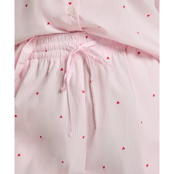 Pantalon Cotton Stripe Heart - Blanc