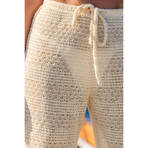 Pantalon cover up beige taille élastique