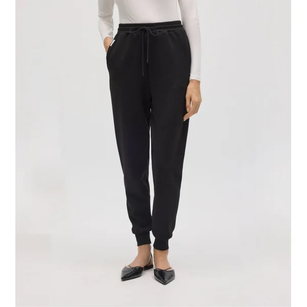 Pantalon de jogging noir pour femme resserré aux chevilles