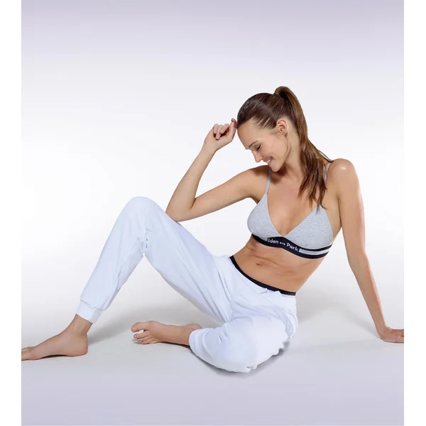 Pantalon de jogging resserré blanc cassé uni pour femme