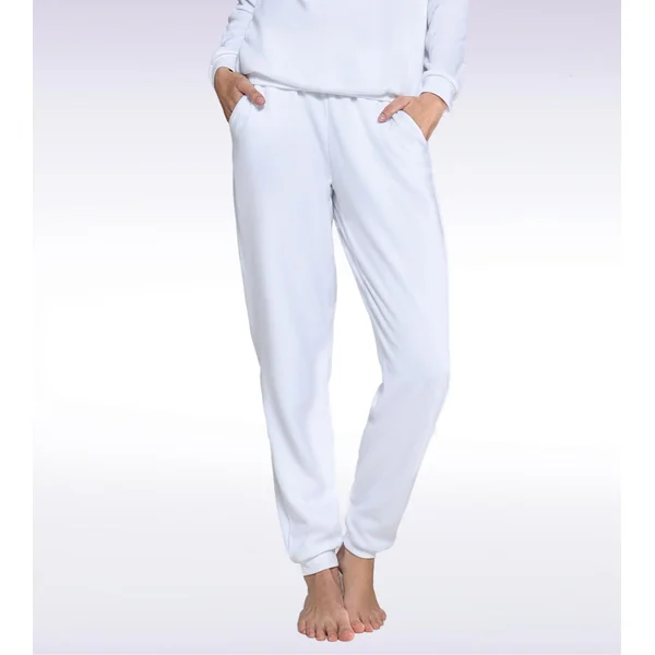 Pantalon de jogging resserré blanc cassé uni pour femme